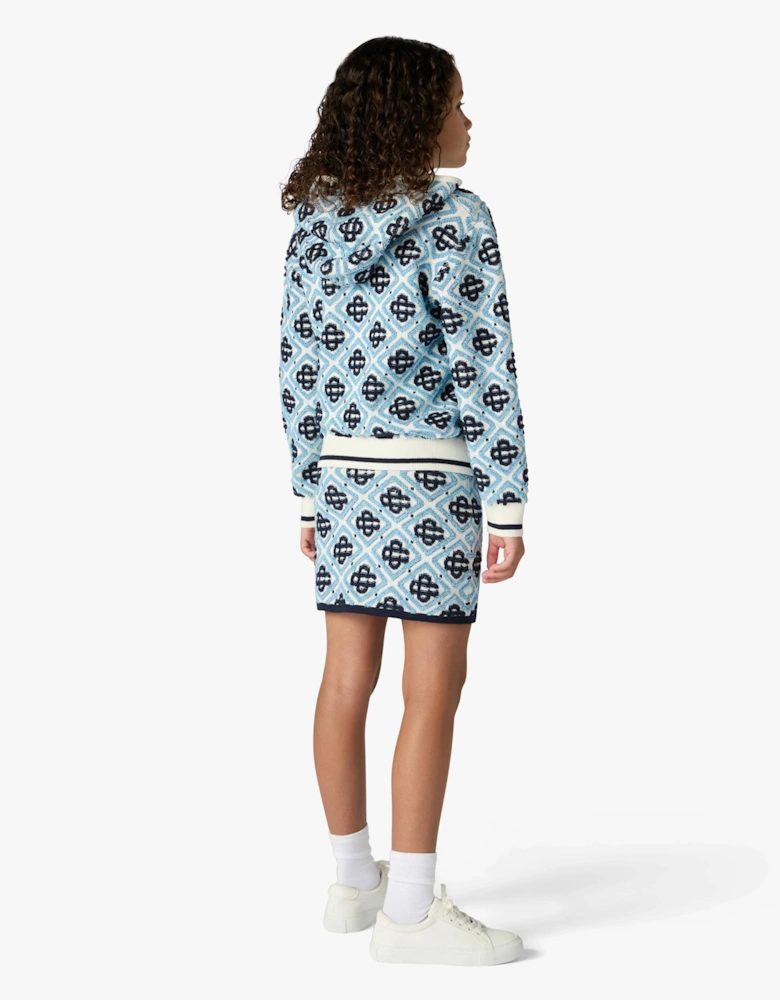 Casablanca Boys Textured Monogram Zip Up Hoodie in Blue