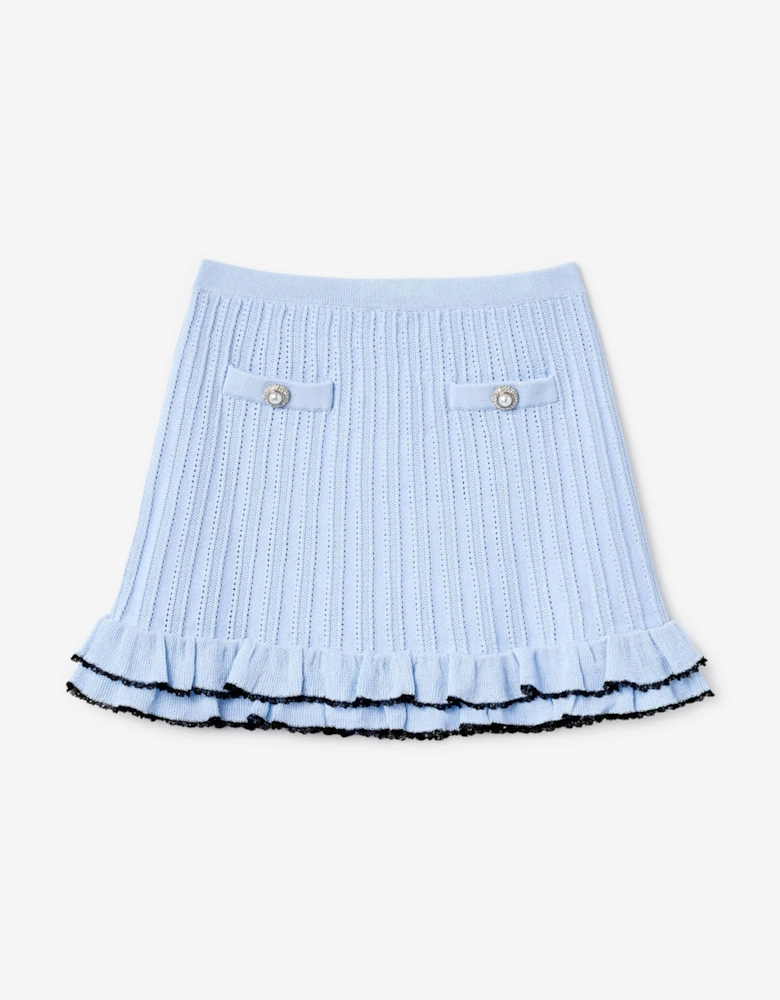 Self Portrait Girls Frill Trim Skirt in Blue