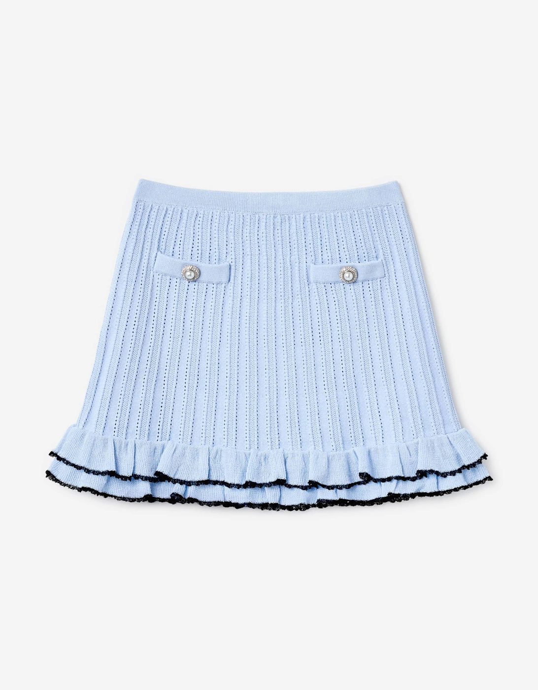Self Portrait Girls Frill Trim Skirt in Blue