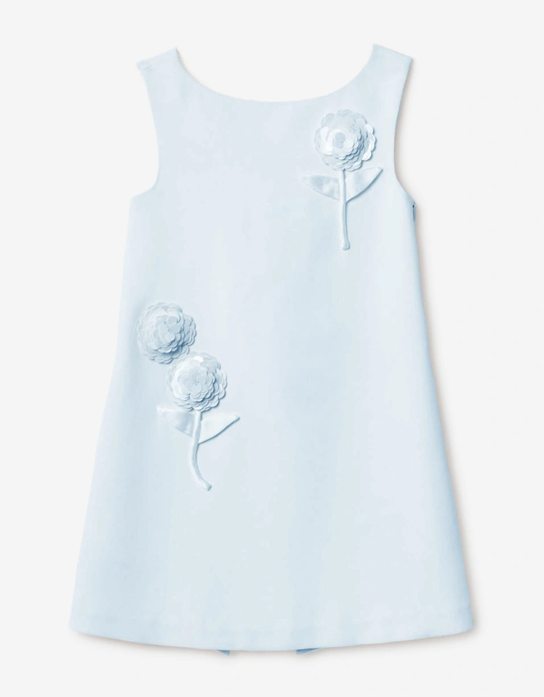 Self Portrait Girls Crepe Sequin Flower Dress in Blue