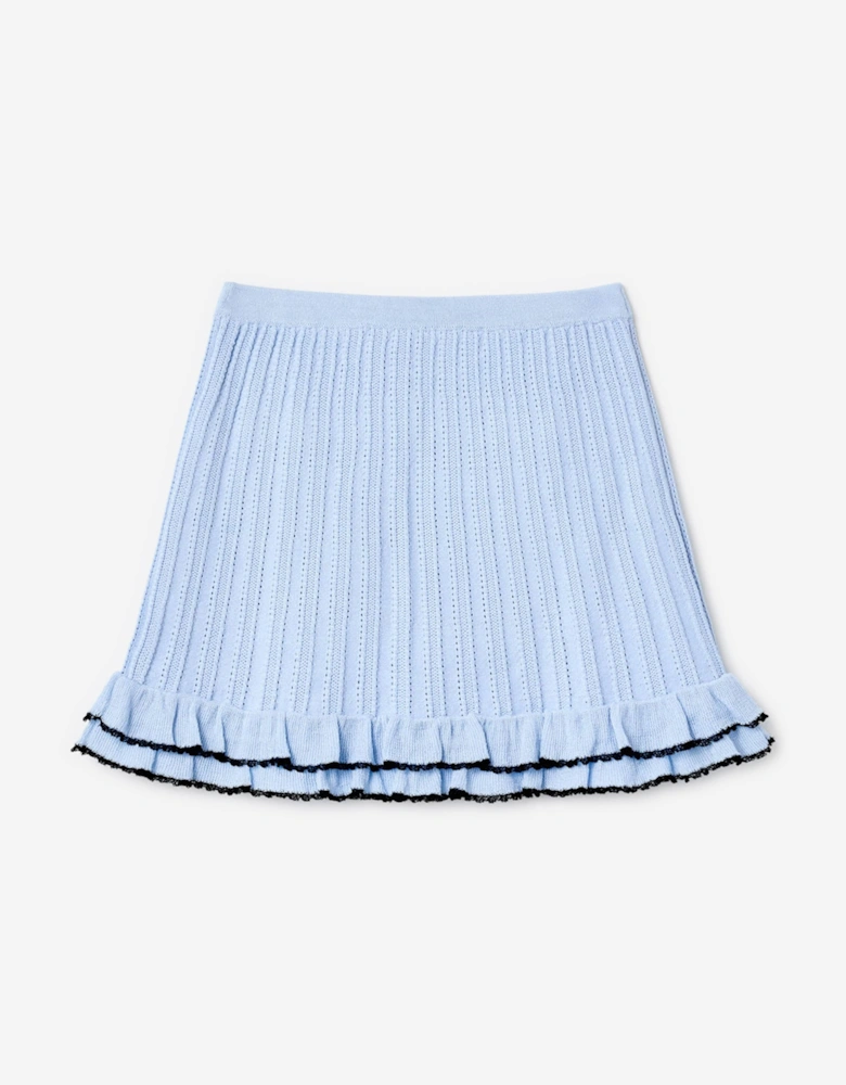 Self Portrait Girls Frill Trim Skirt in Blue