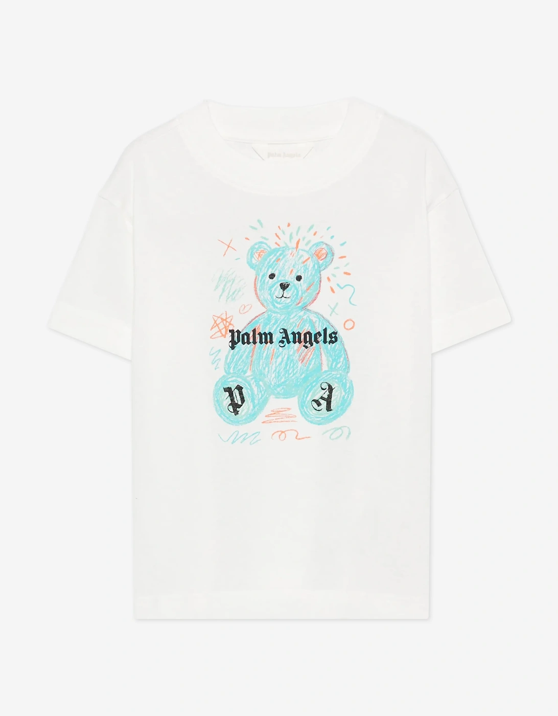 Palm Angels Girls Cream  Drawing Teddy Jersey T-Shirt  Ivory - Size 12 Years Kids