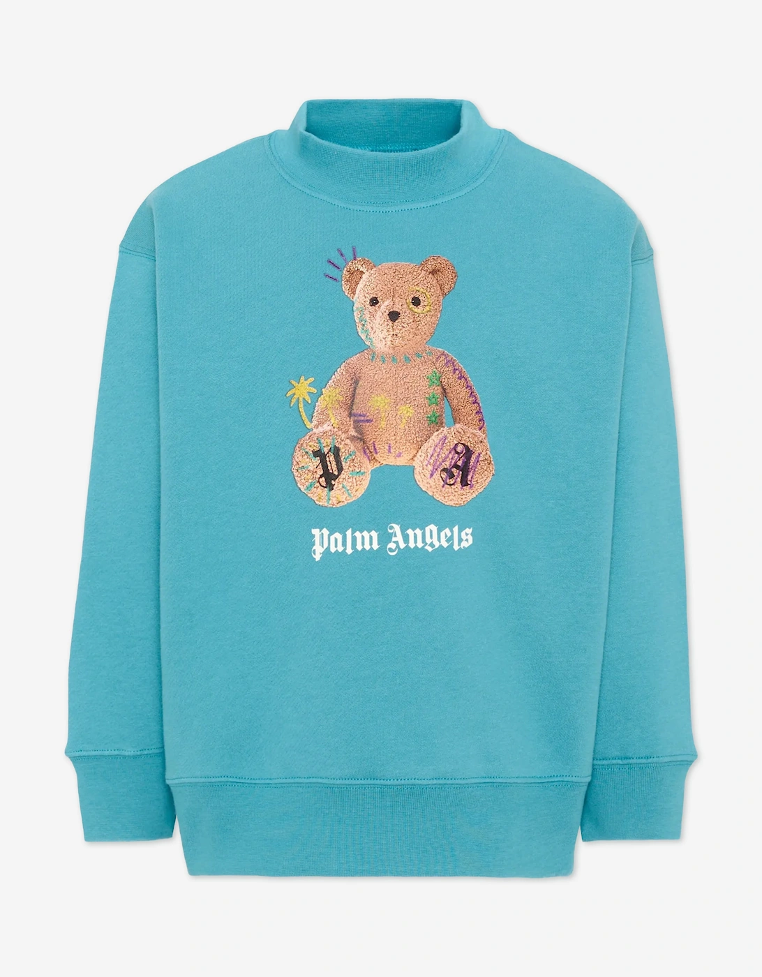 Palm Angels Girls Blue  Teddy With Signs Sweatshirt  - Size 8 Years Kids