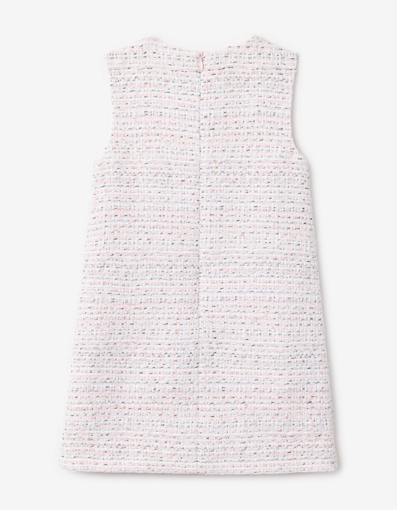 Self Portrait Girls Boucle Lace Bow Dress in Pink