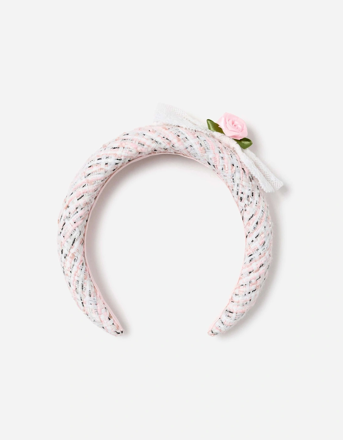 Self Portrait Girls Boucle Lace Bow Headband in Pink
