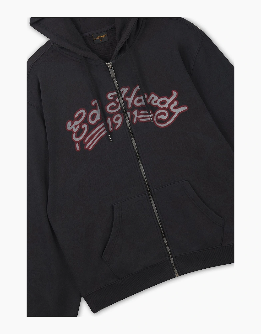 Ed Hardy Shadow Eagle Graphic Relaxed Zip Thru Men's Black Hoodie