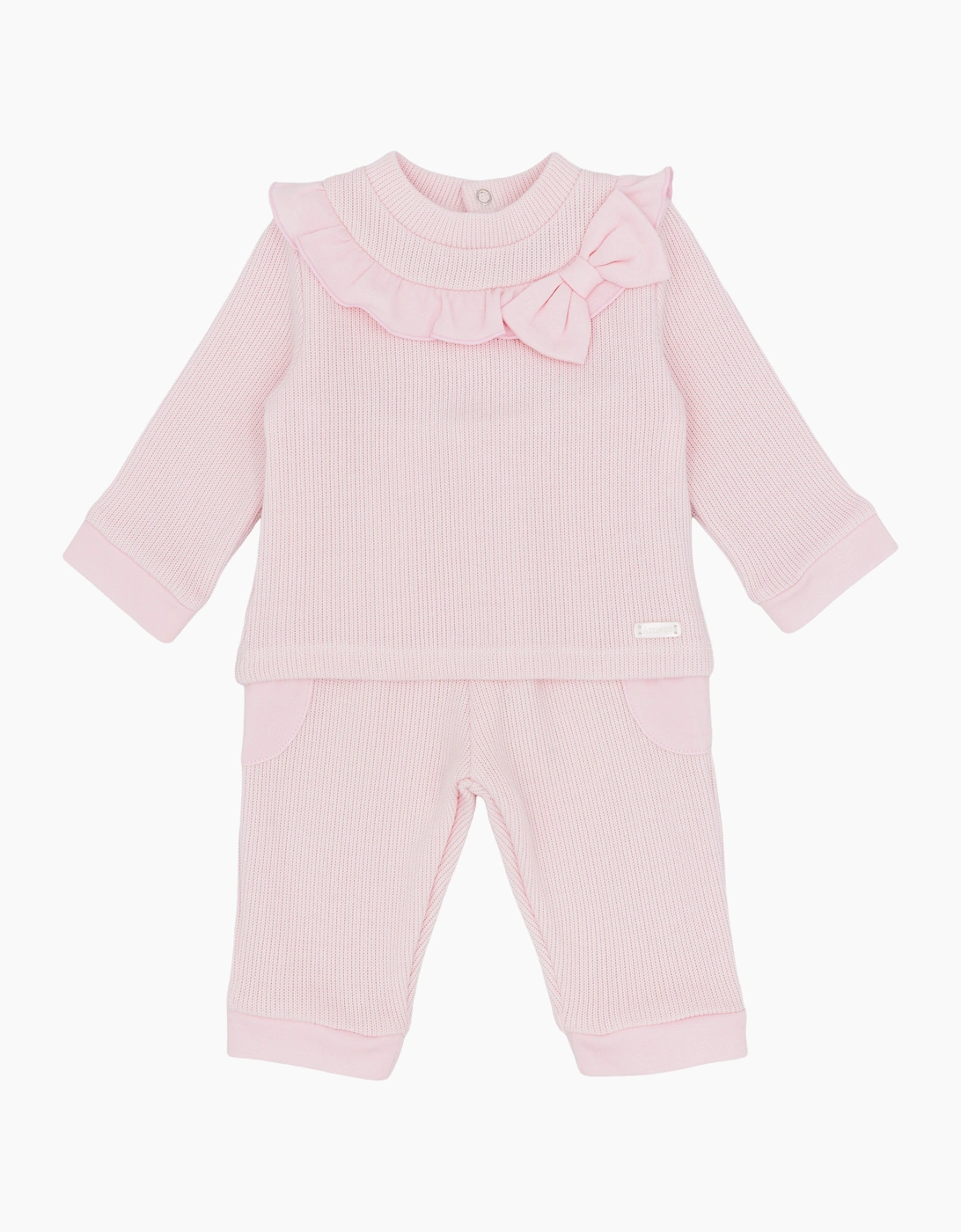 Girls Soft Pale Pink Ribbed Tracksuit