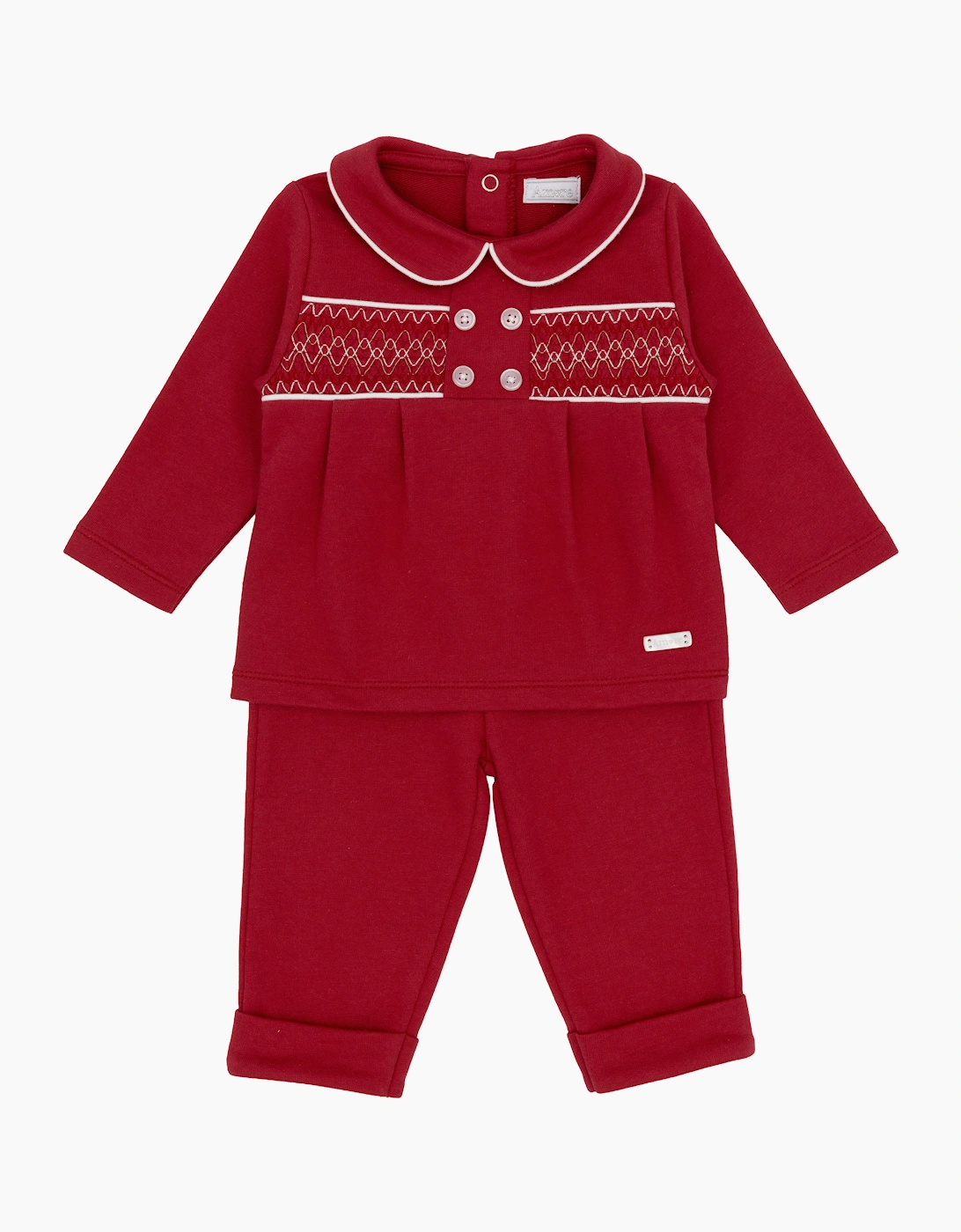 Boys Soft Red Smocked Pant Set