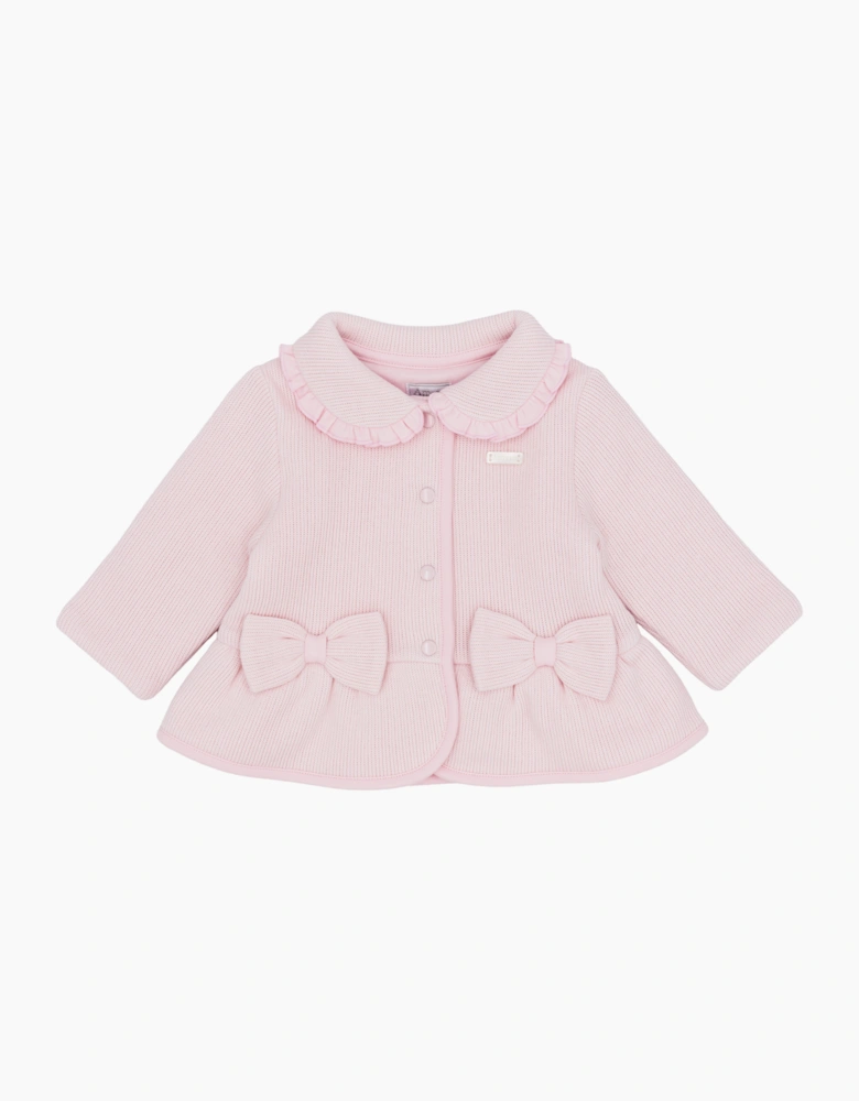 Girls Soft Pale Pink Ribbed Coat