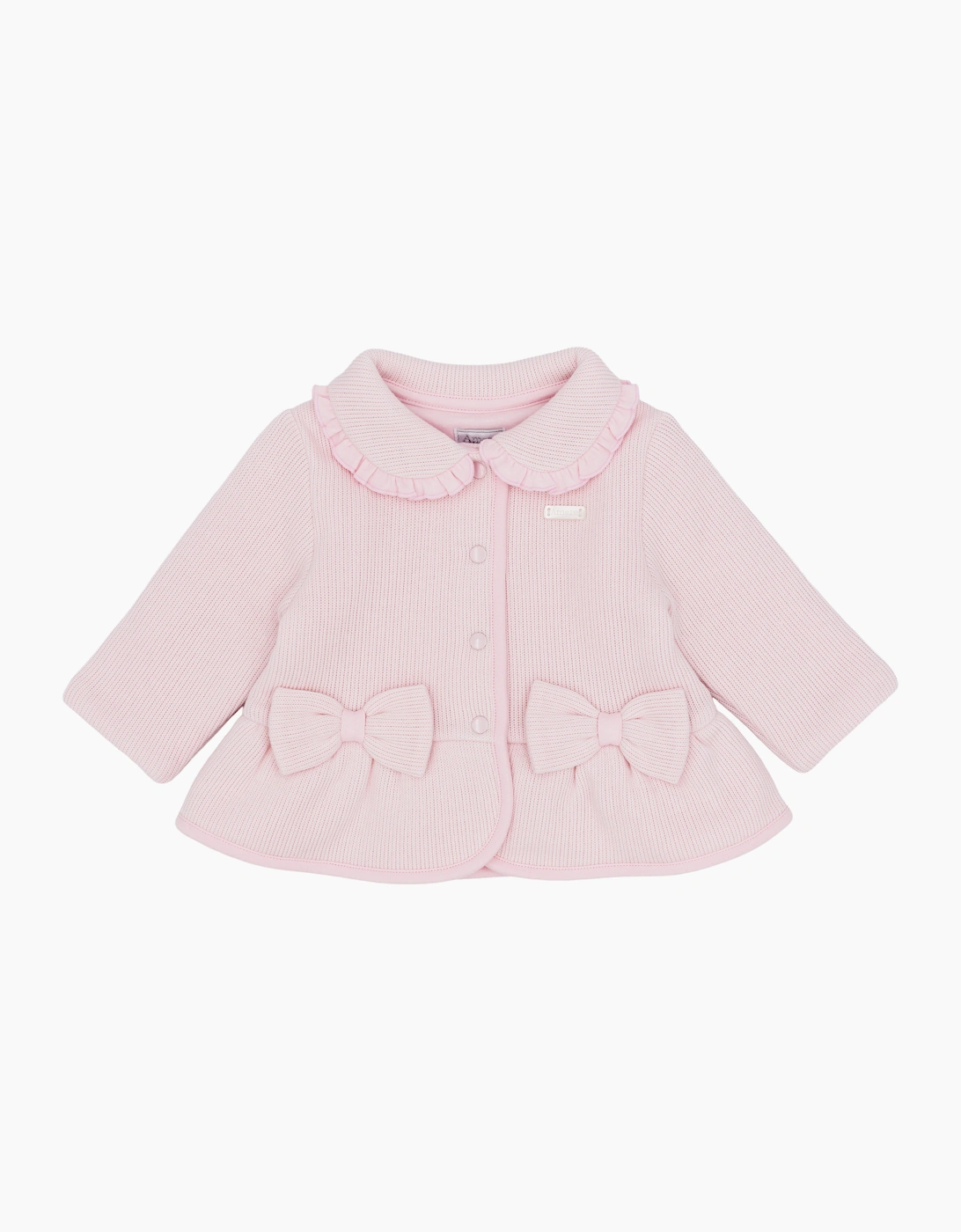 Girls Soft Pale Pink Ribbed Coat