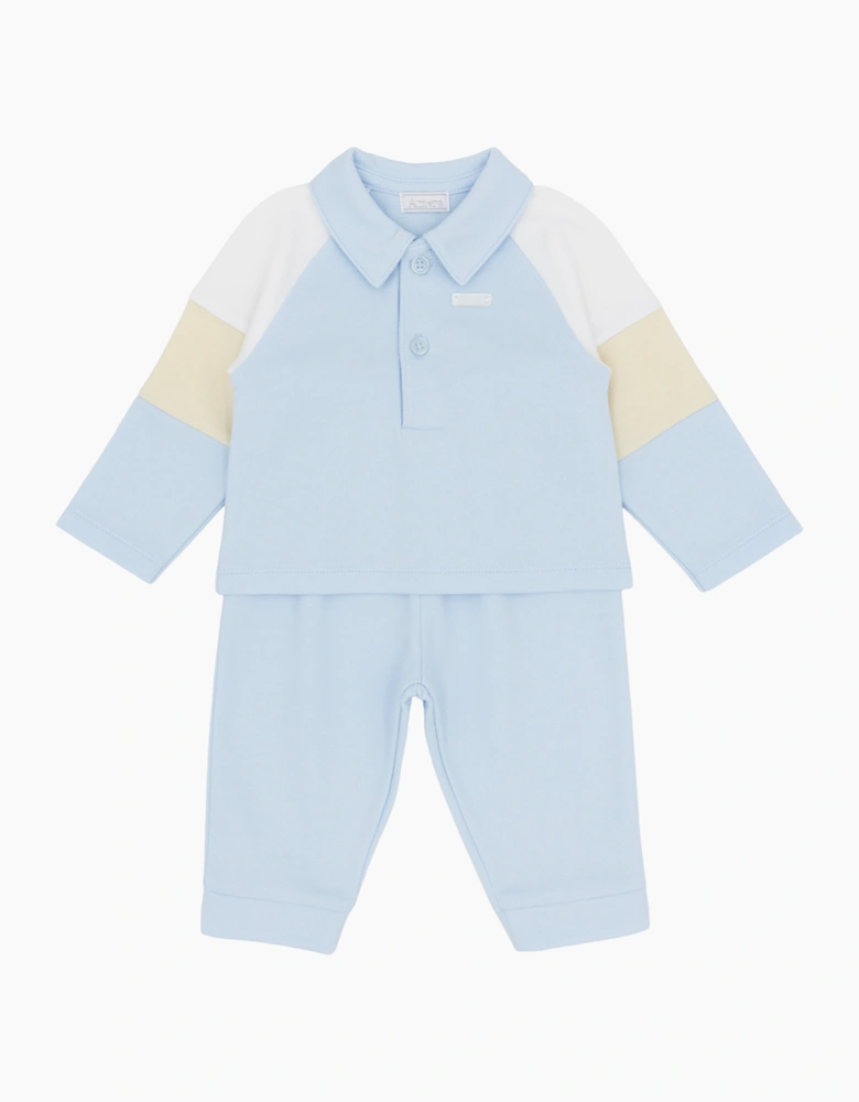 Boys Soft Pale Blue and Beige Pant Set