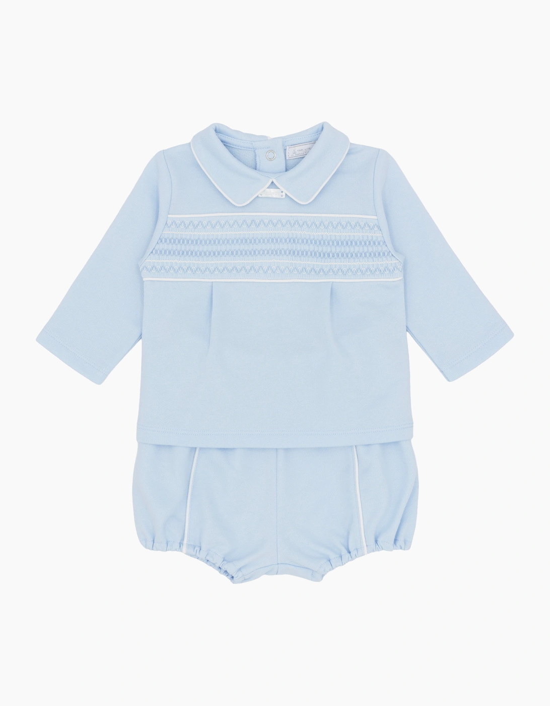 Boys Soft Pale Blue Smocked Jam Pant Set