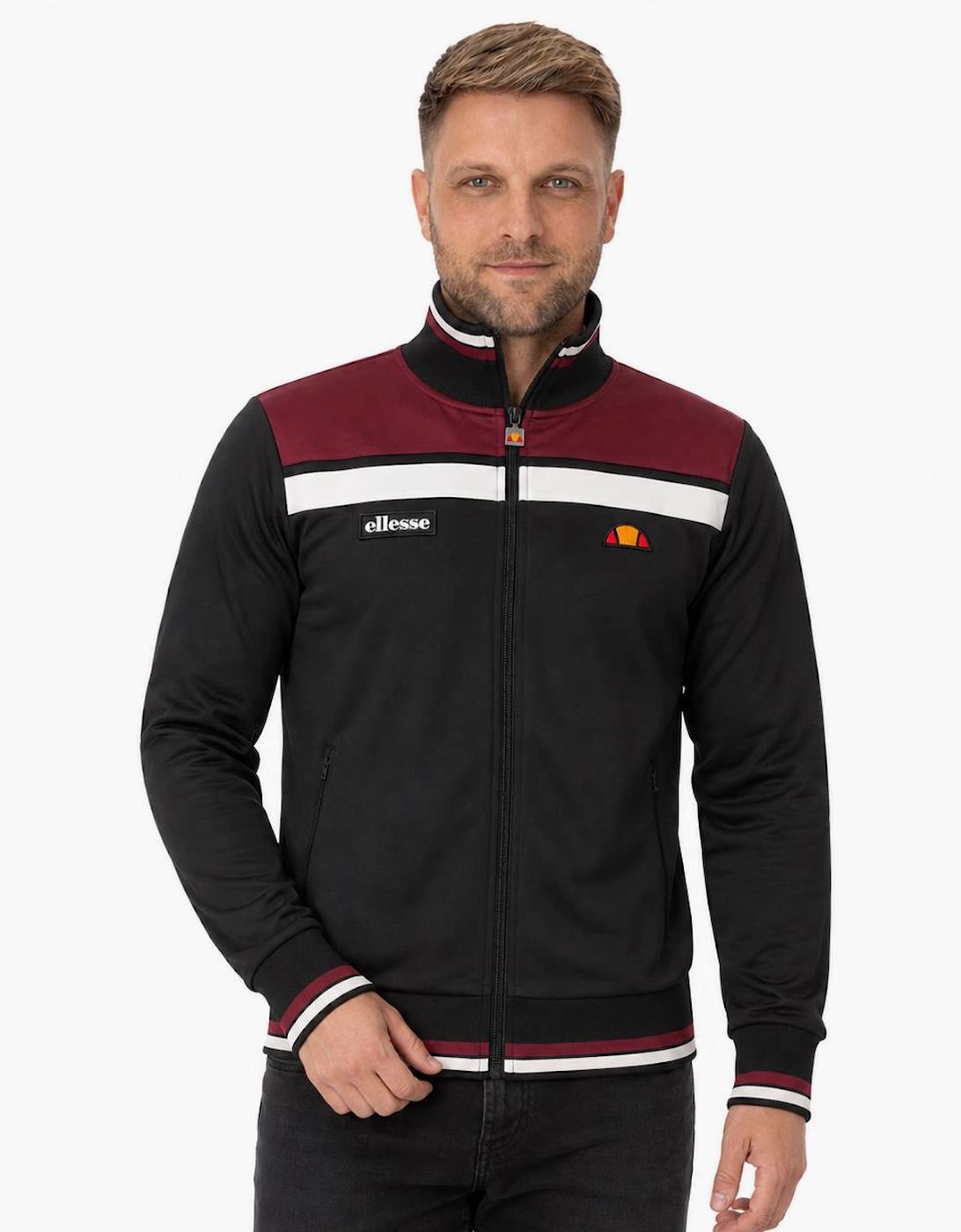 Ellesse Vignola Track Top Jacket Black/Burgundy