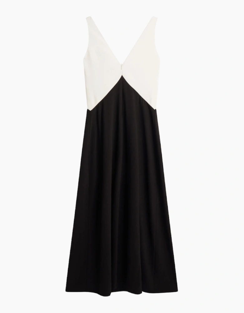 Ted Baker Sucre Contrast Paneling Midi Black Dress