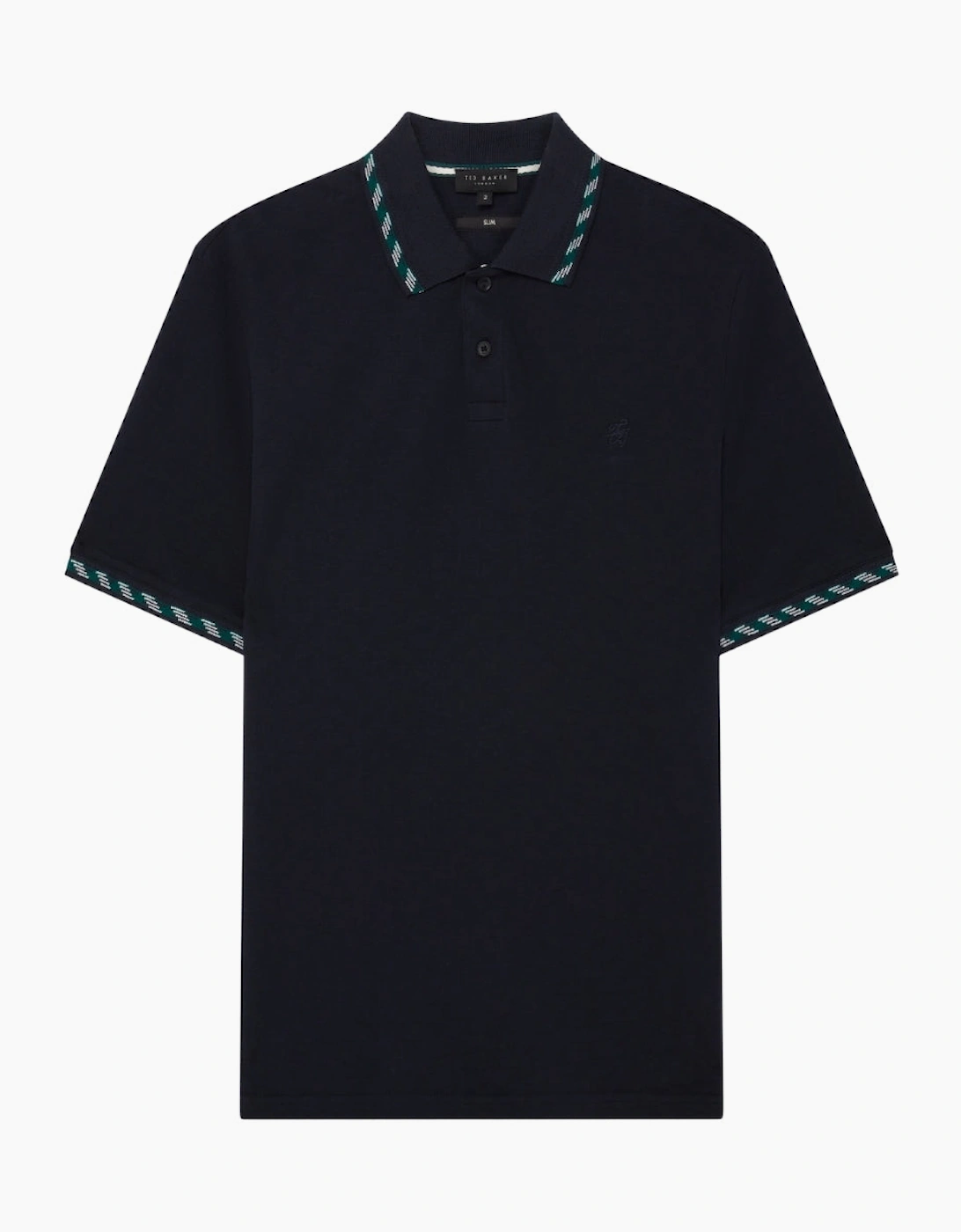 Ted Baker Men's Black Ss House Check Jacquard Navy Polo Shirt - Size 42