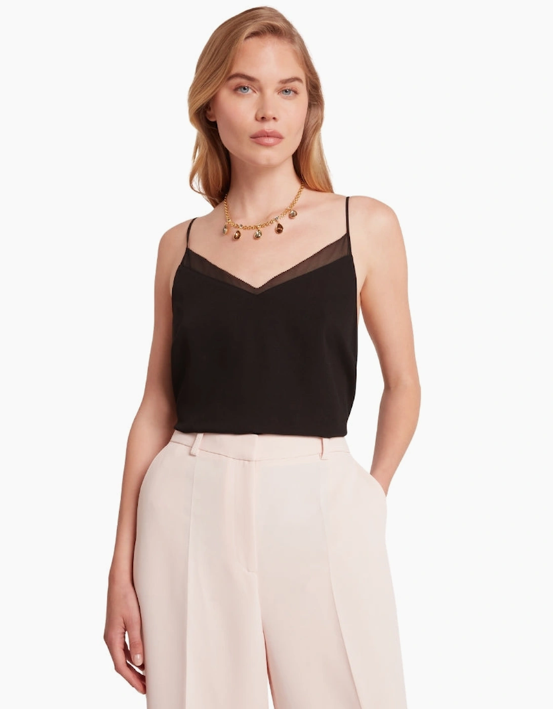 Ted Baker Lulea Chiffon Insert Black Cami Top