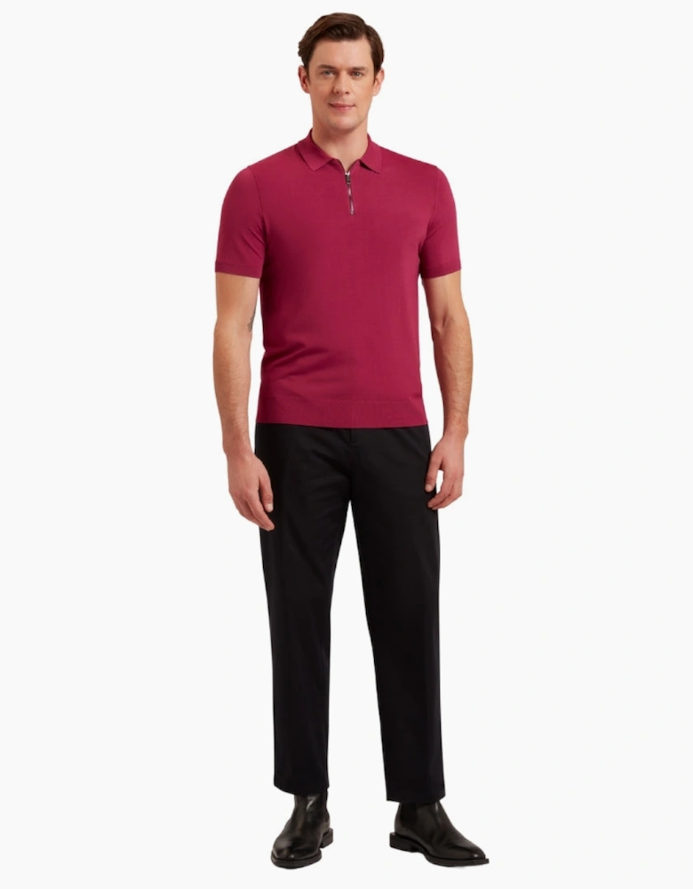 Ted Baker Daldin Rayon Zip Fuchsia Polo Shirt
