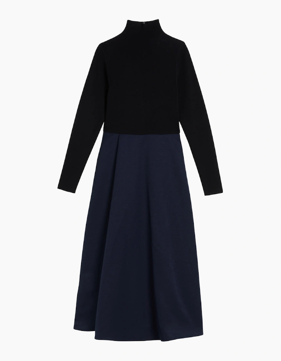 Women's Ted Baker Chira Black Knit Bodice Dress With Navy Wrap Skirt - Size: 6