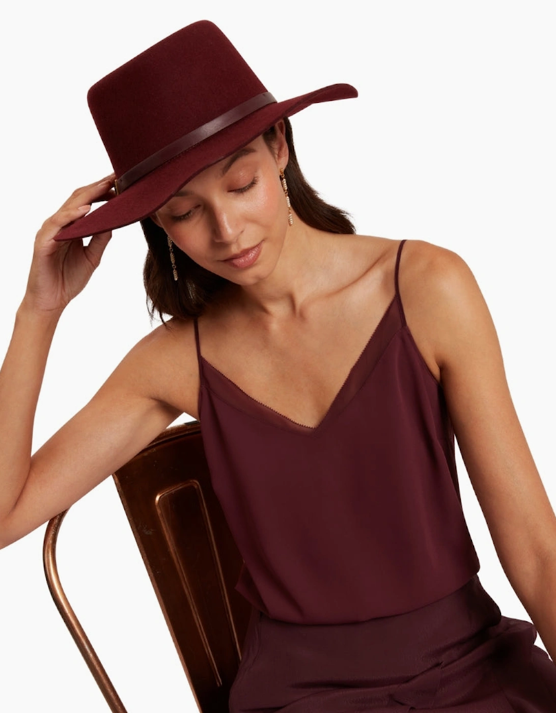 Ted Baker Lulea Chiffon Insert Oxblood Cami Top