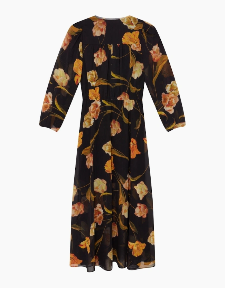 Ted Baker Mesh Top Midi Black Dress