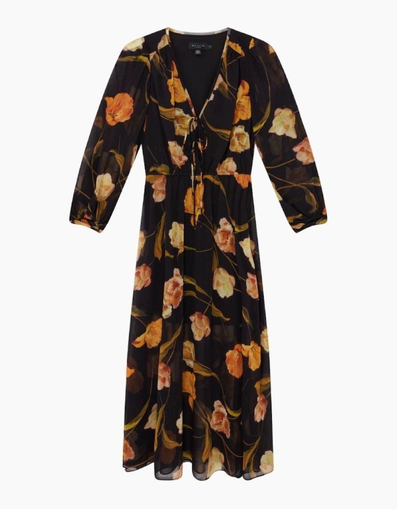 Ted Baker Mesh Top Midi Black Dress