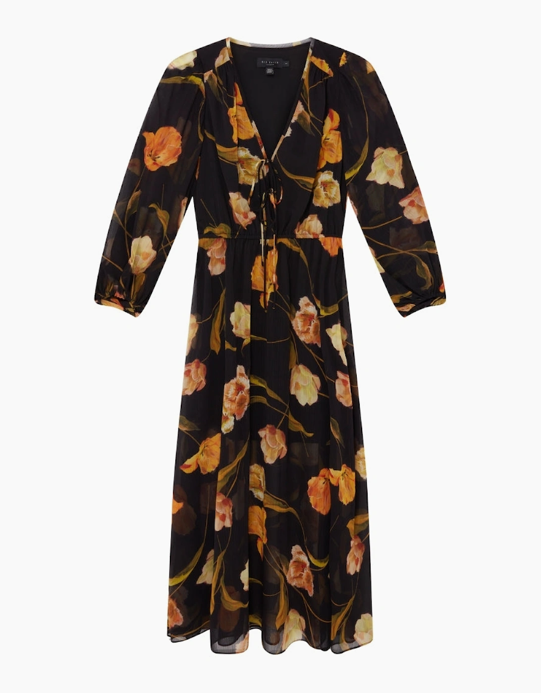 Ted Baker Mesh Top Midi Black Dress