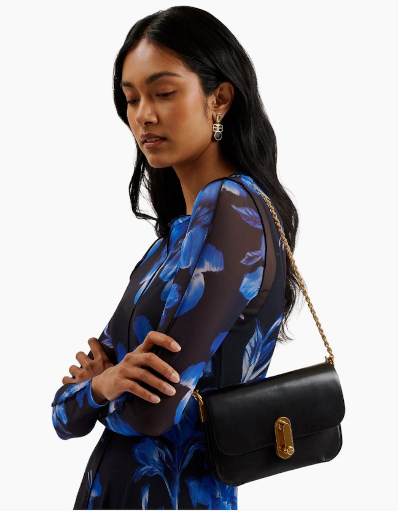 Ted Baker Kkaysa Polished Small Black Leather Crossbody Bag