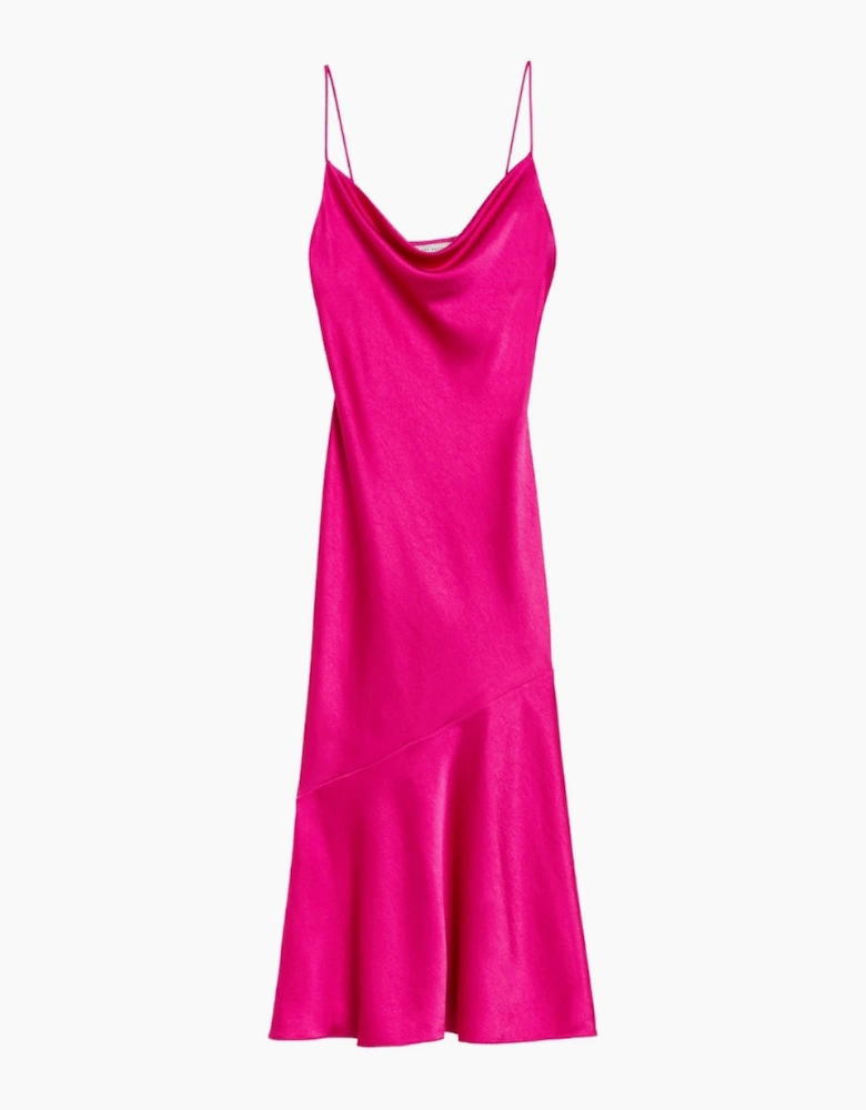 Ted Baker Tunca Satin Cowl Neck Pink Evening Midi Dress
