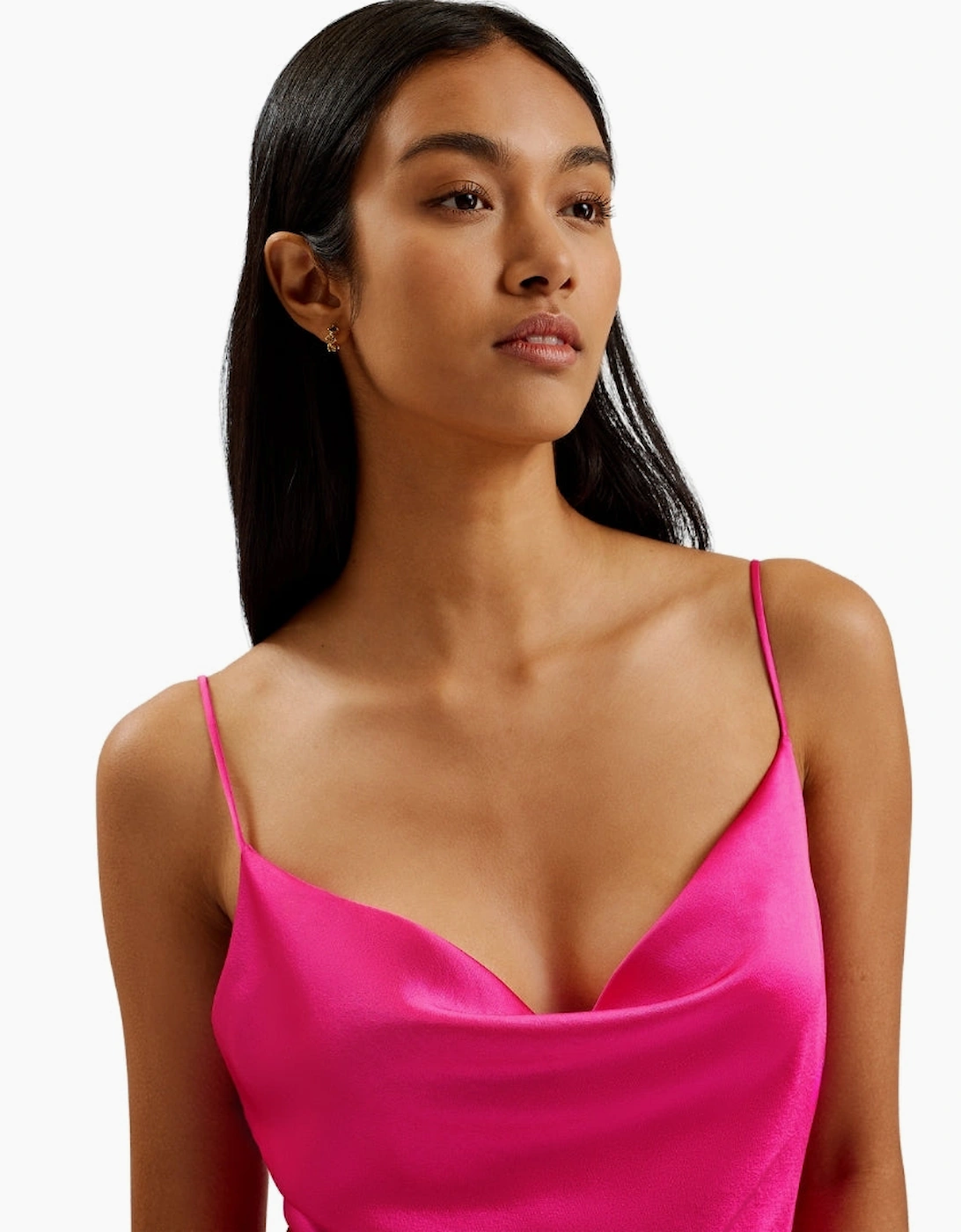 Ted Baker Tunca Satin Cowl Neck Pink Evening Midi Dress