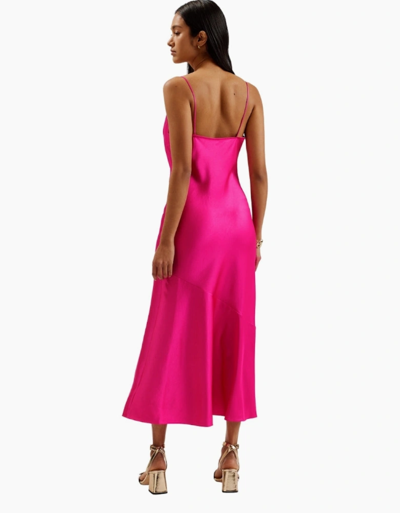 Ted Baker Tunca Satin Cowl Neck Pink Evening Midi Dress