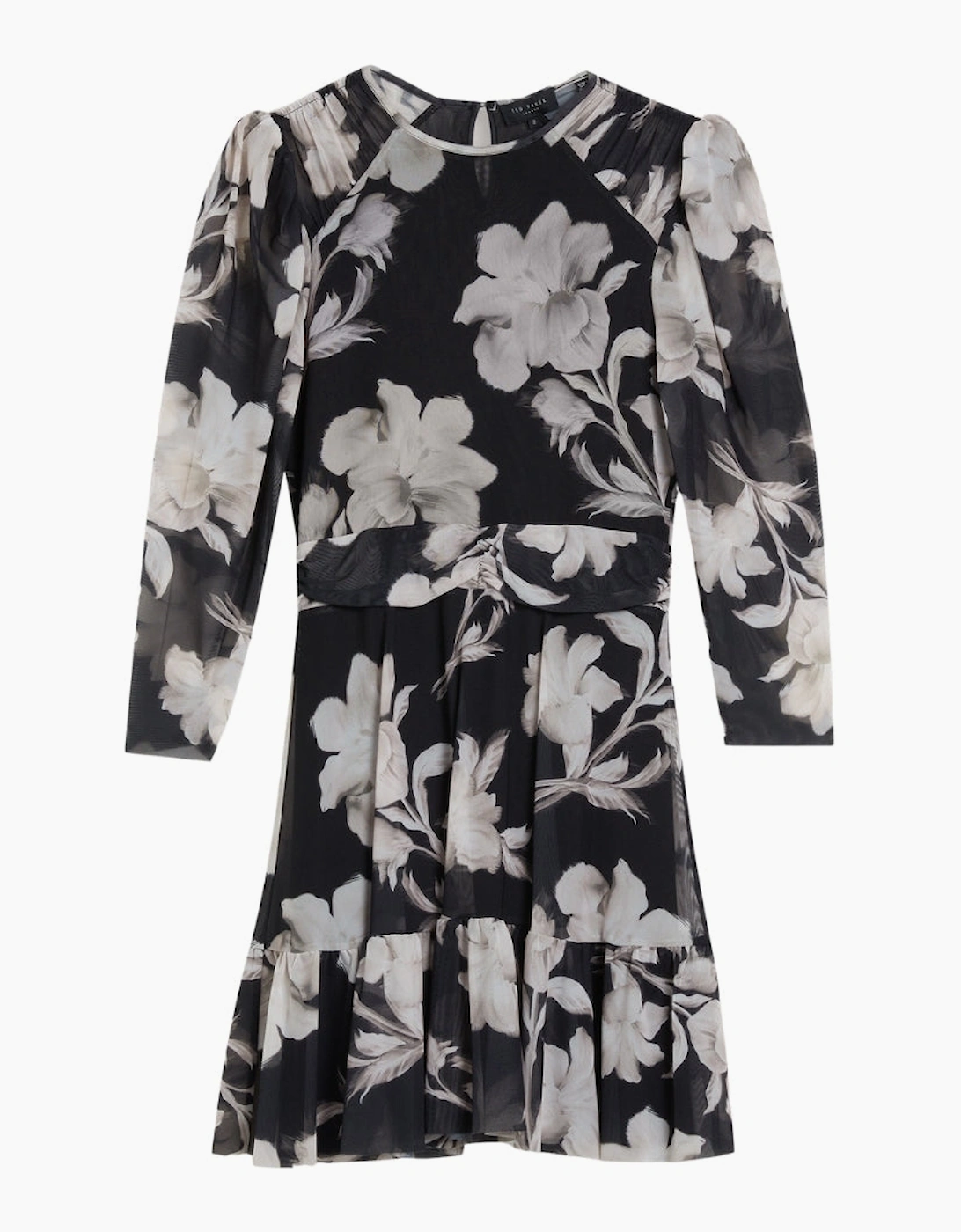 Ted Baker Women's Ted Baker Carmel Gathered Shoulder Mesh Black Mini Dress