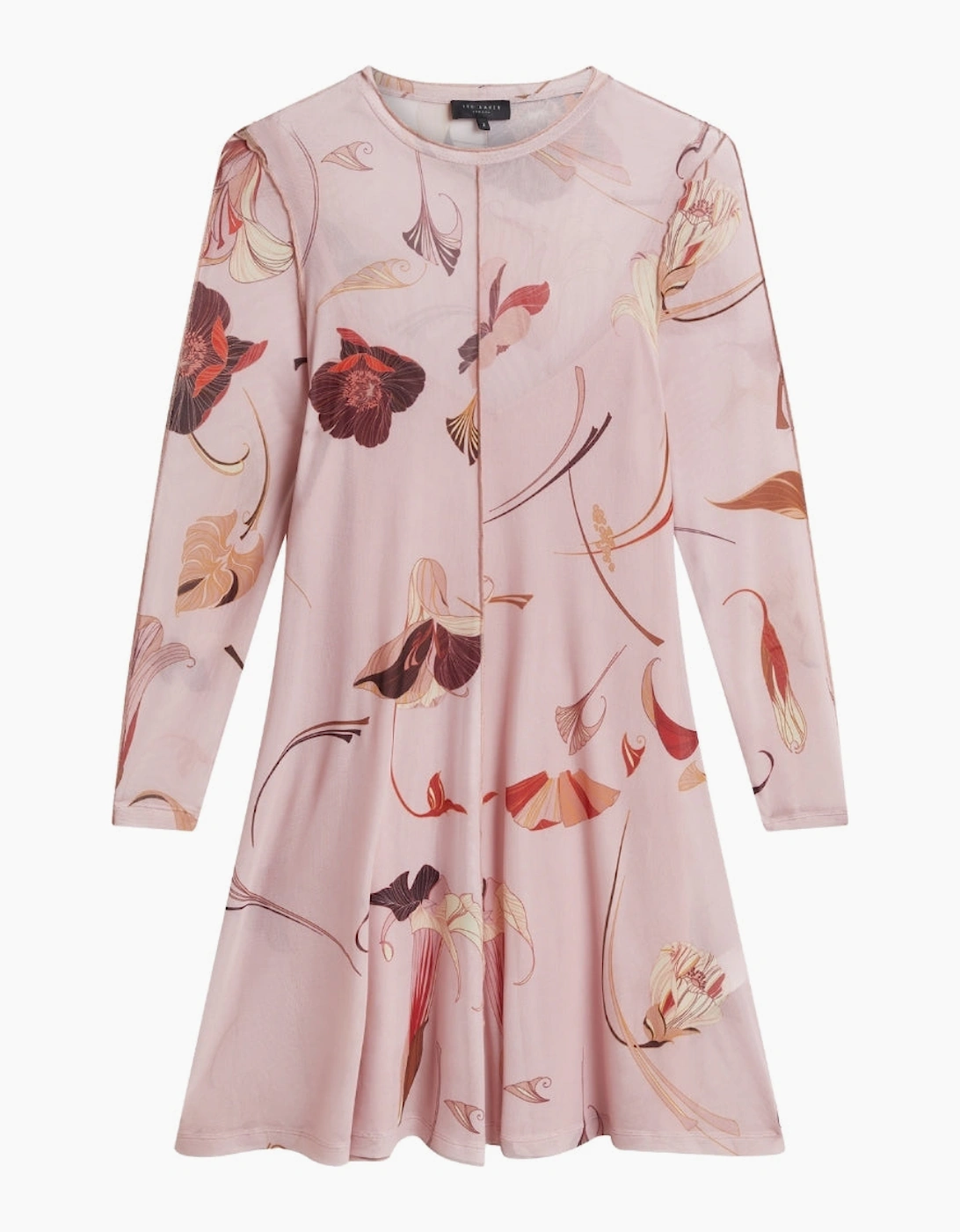 Ted Baker Women's Pink Mesh Long Sleeve Light Midi Dress - Size 8