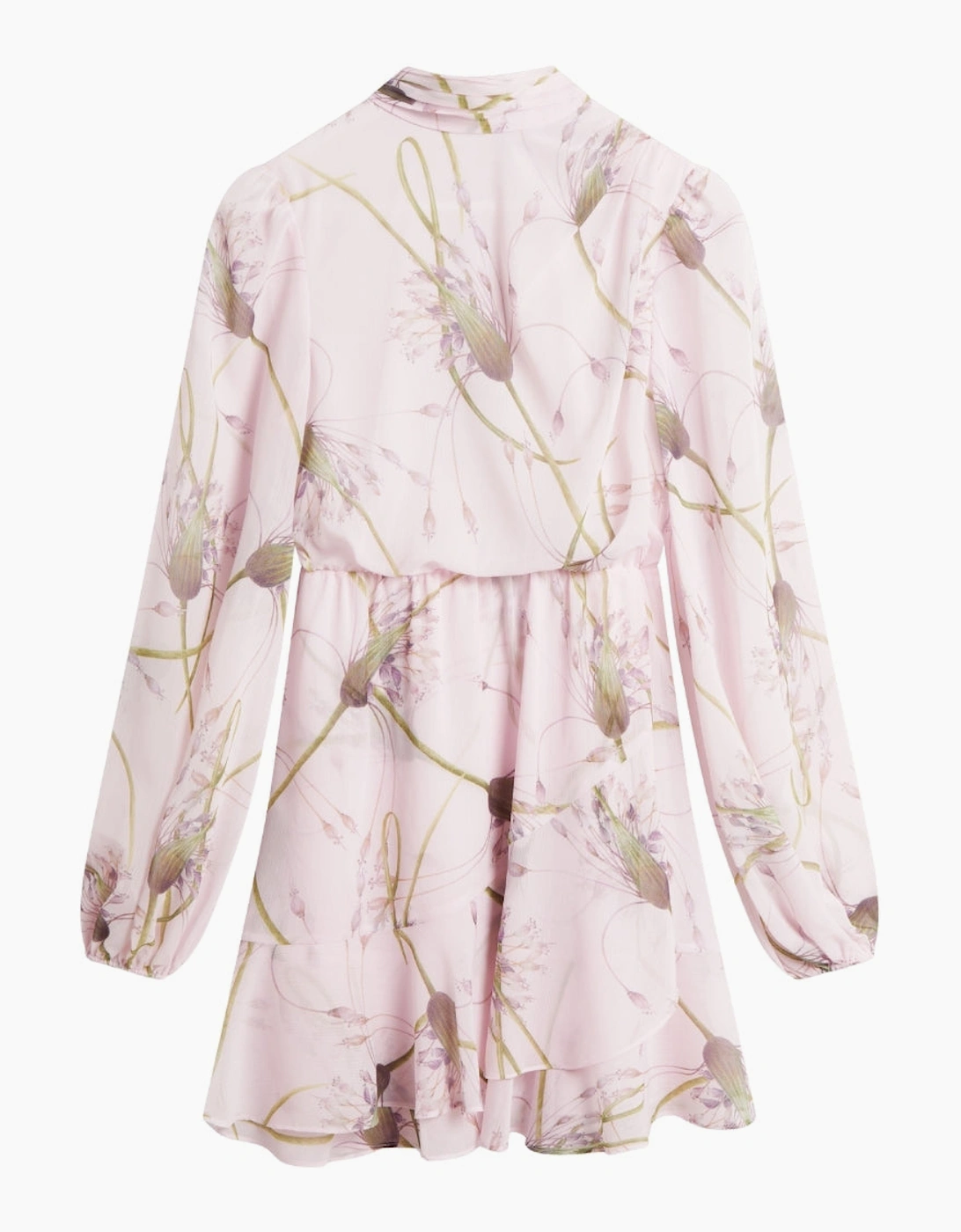 Ted Baker Women's Ted Baker Arakas Printed Long Sleeve Neck Tie Light Pink Dress