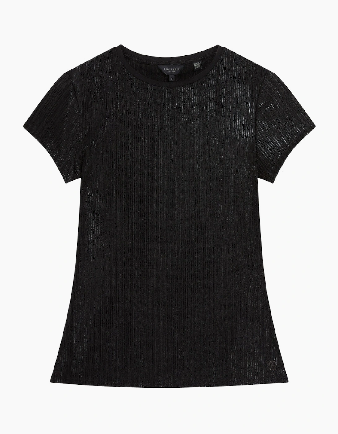 Ted Baker Women's Black Katrino Metallic Short Sleeve Crew Neck T-Shirt - Size 14