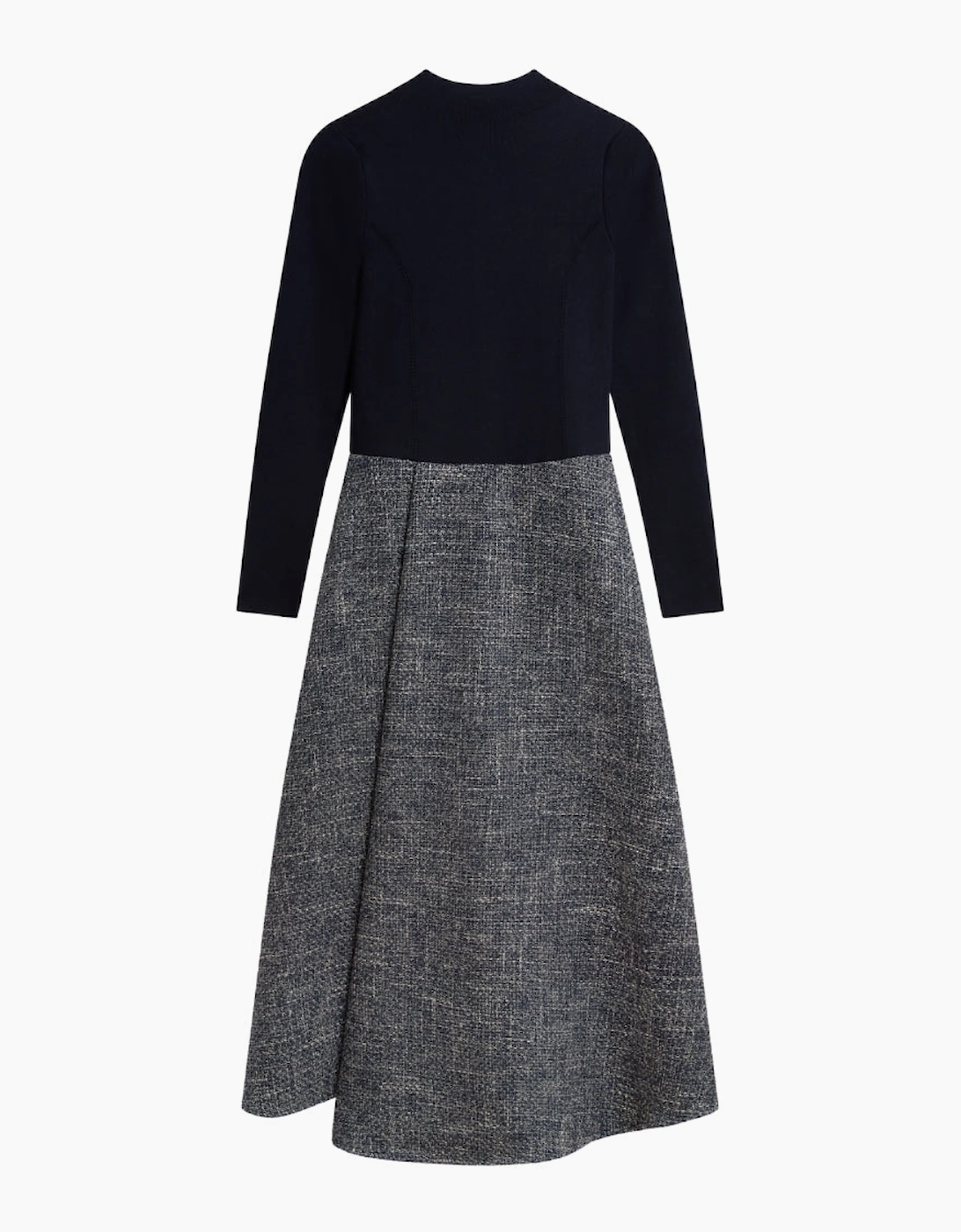 Ted Baker Women's Ted Baker Abieb Polo Neck Knit Bodice Navy Midi Dress