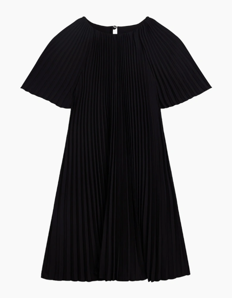 Ted Baker Convala Short Sleeve Pleated Black Mini Dress
