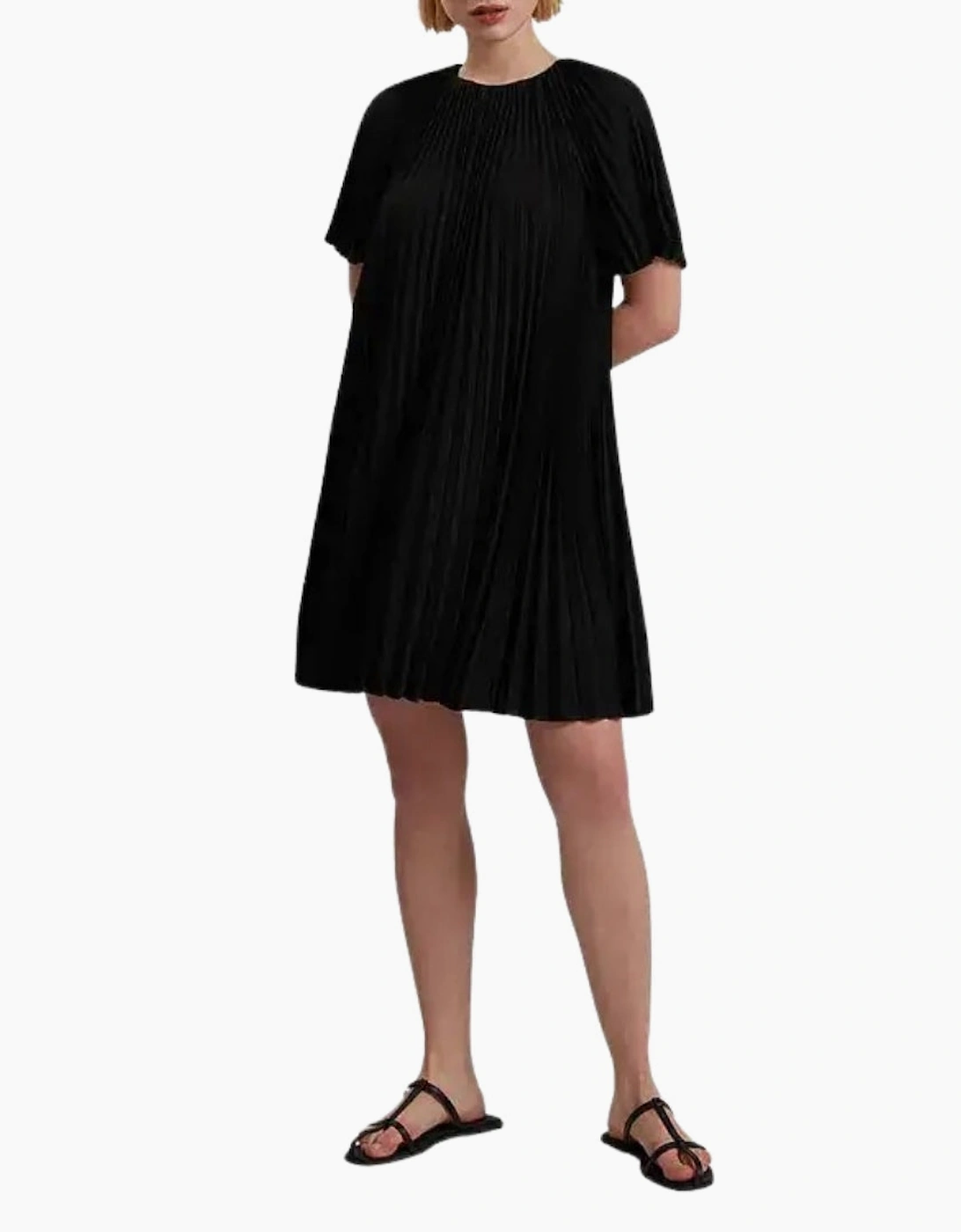 Ted Baker Convala Short Sleeve Pleated Black Mini Dress