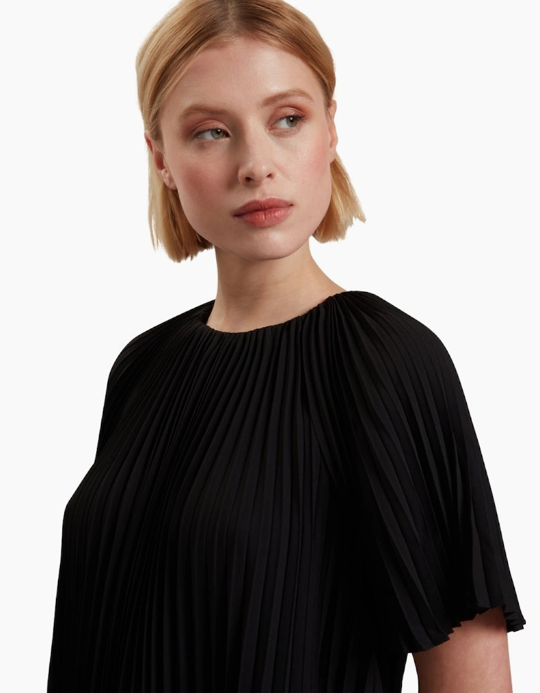 Ted Baker Convala Short Sleeve Pleated Black Mini Dress