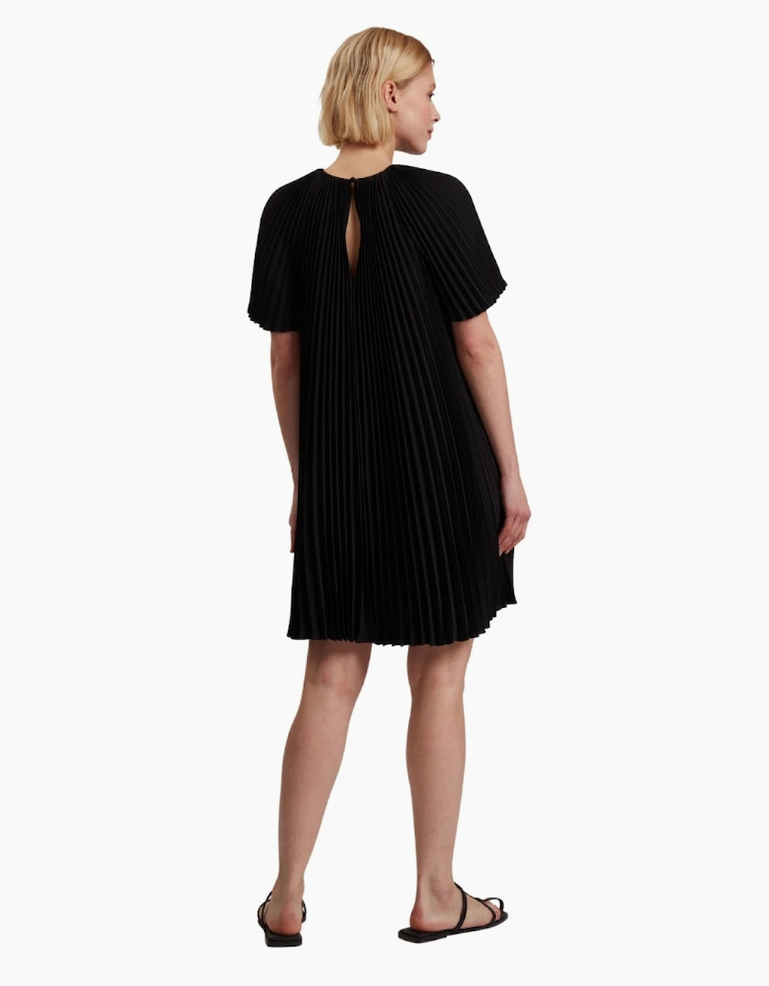 Ted Baker Convala Short Sleeve Pleated Black Mini Dress