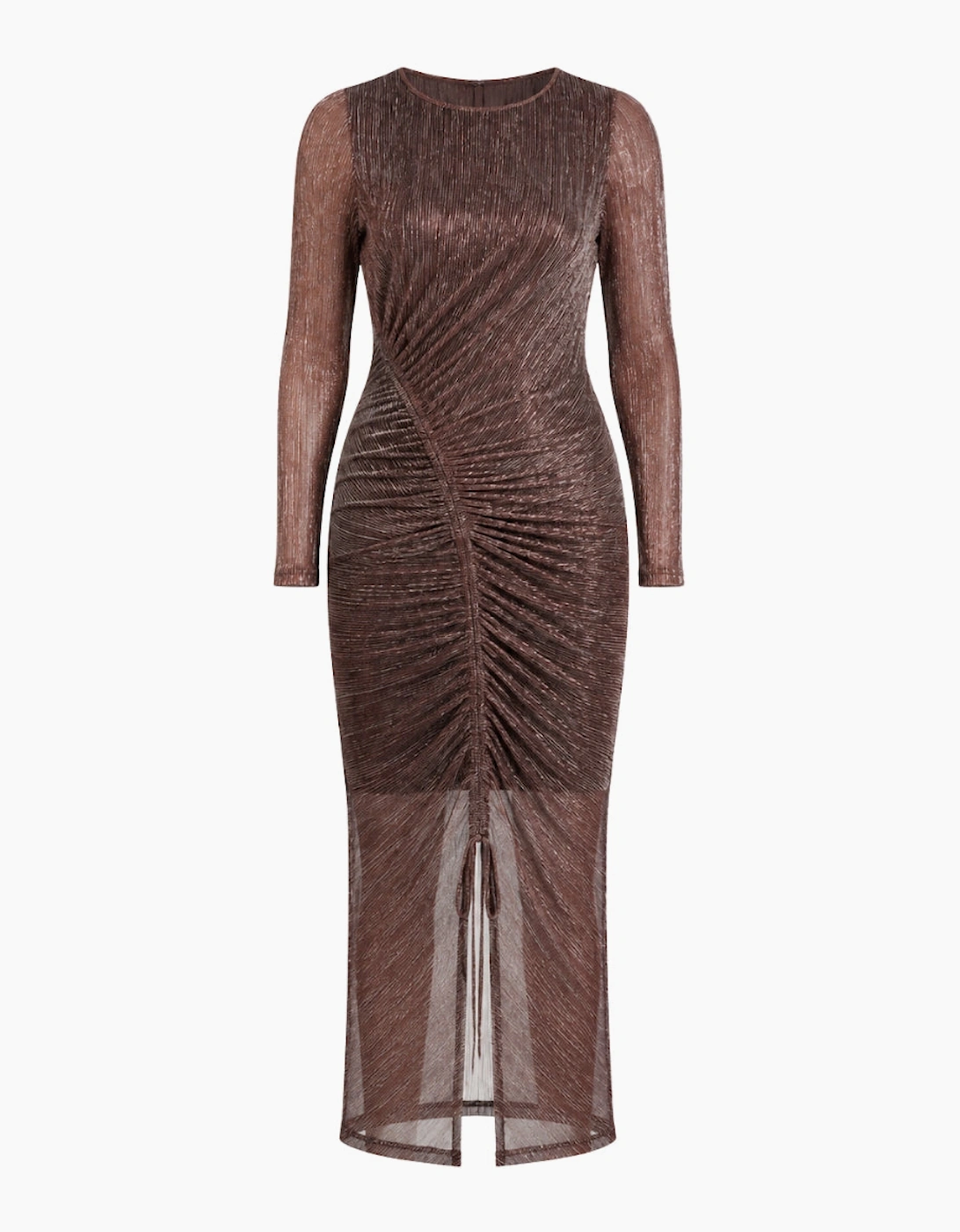 Ted Baker Women's Ted Baker Anthers Metallic Bodycon Gathered Pink Dress - Brown