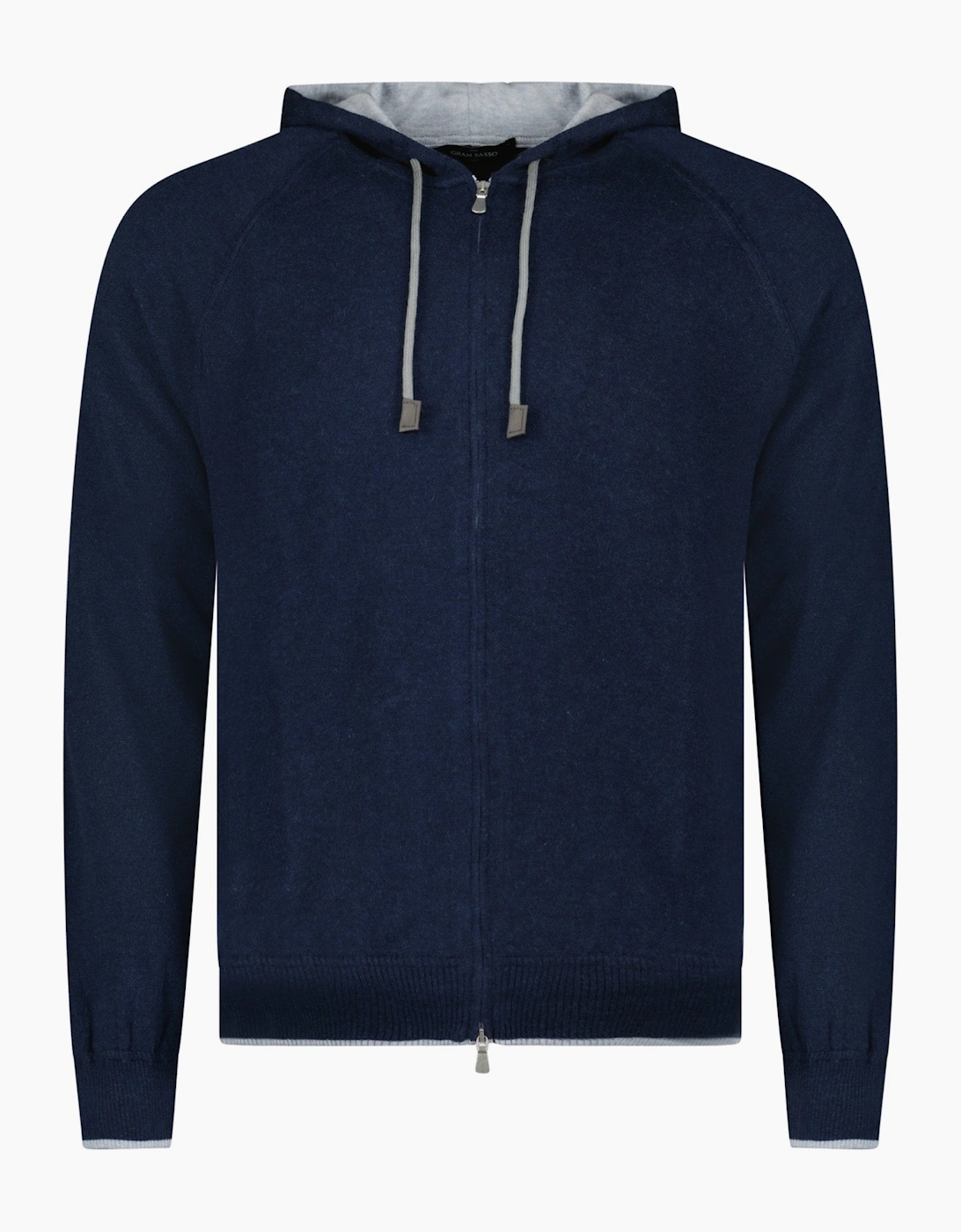 Gran Sasso Cotton-Cashmere Zip Hoodie in Navy