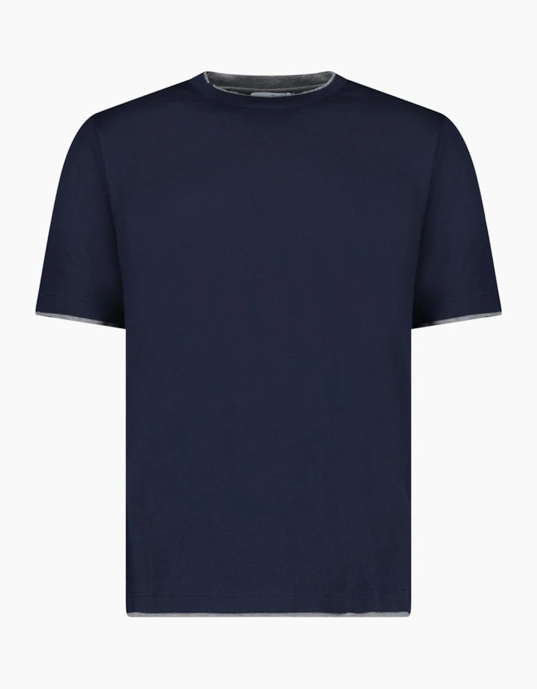 Gran Sasso Pure Cotton T-Shirt in Navy / Light Grey