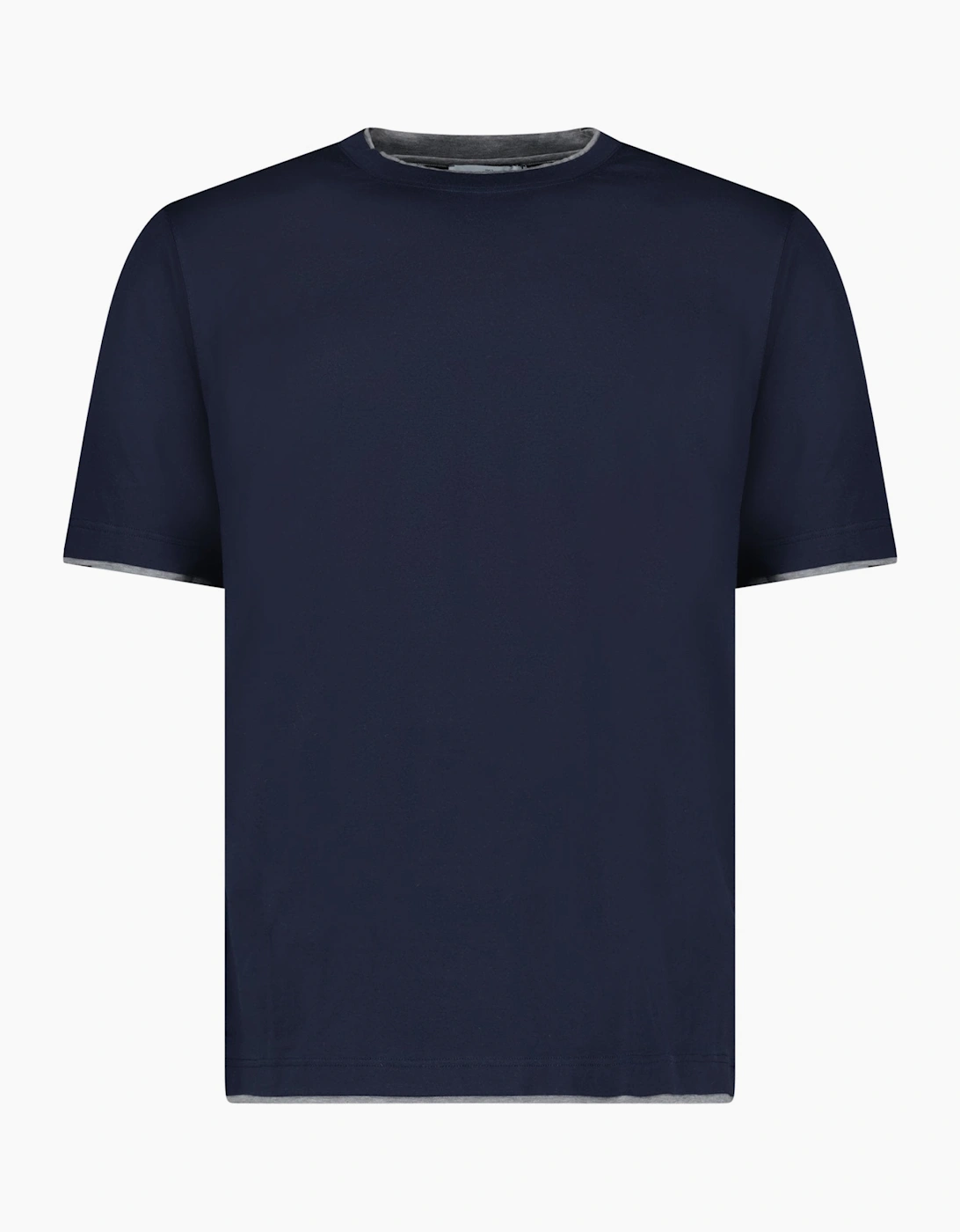Gran Sasso Pure Cotton T-Shirt in Navy / Light Grey