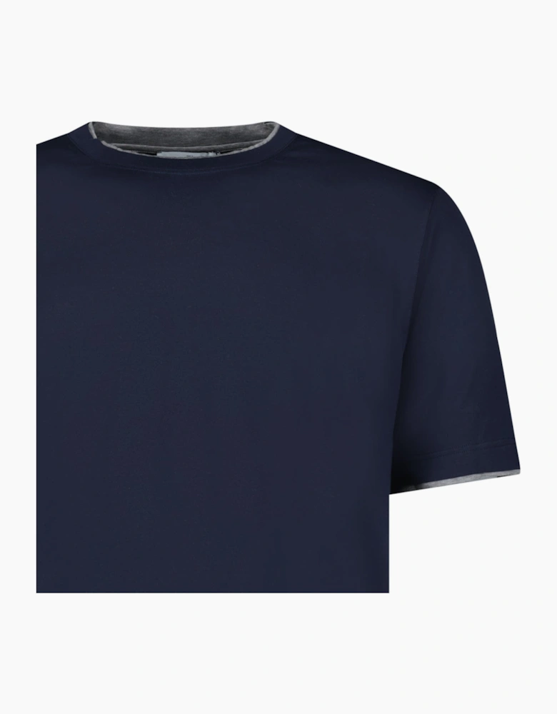 Gran Sasso Pure Cotton T-Shirt in Navy / Light Grey