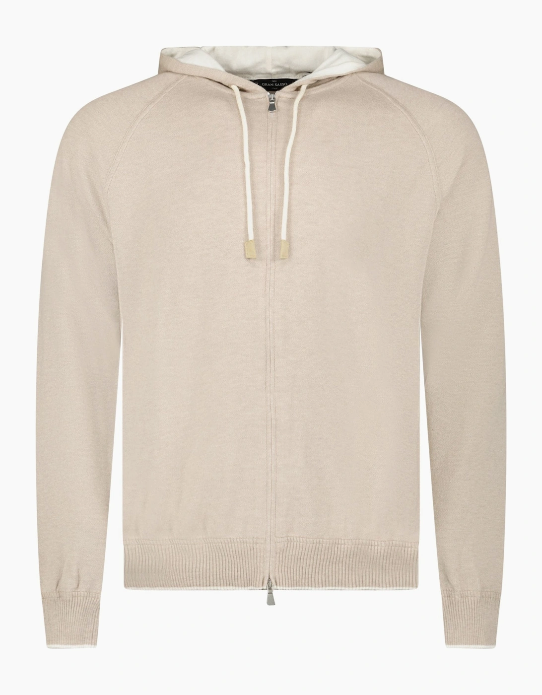 Gran Sasso Cotton-Cashmere Zip Hoodie in Beige