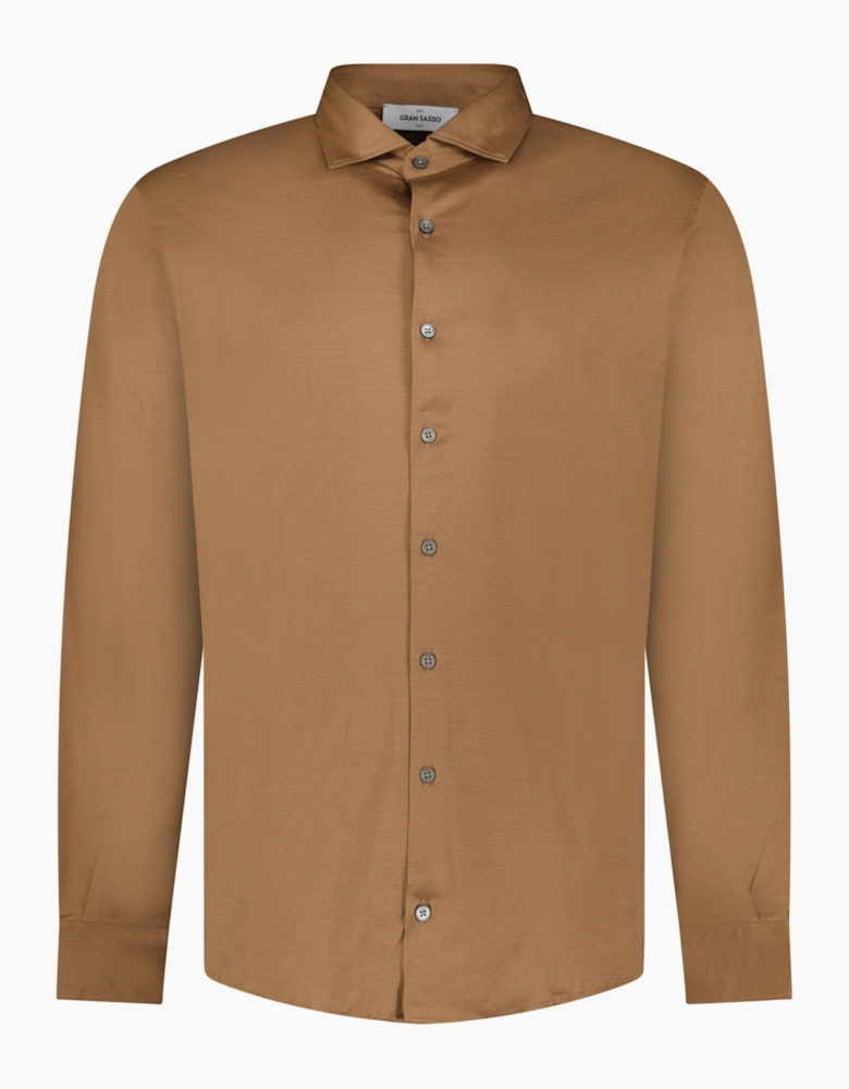Gran Sasso Mercerized Cotton Jersey Shirt in Brown