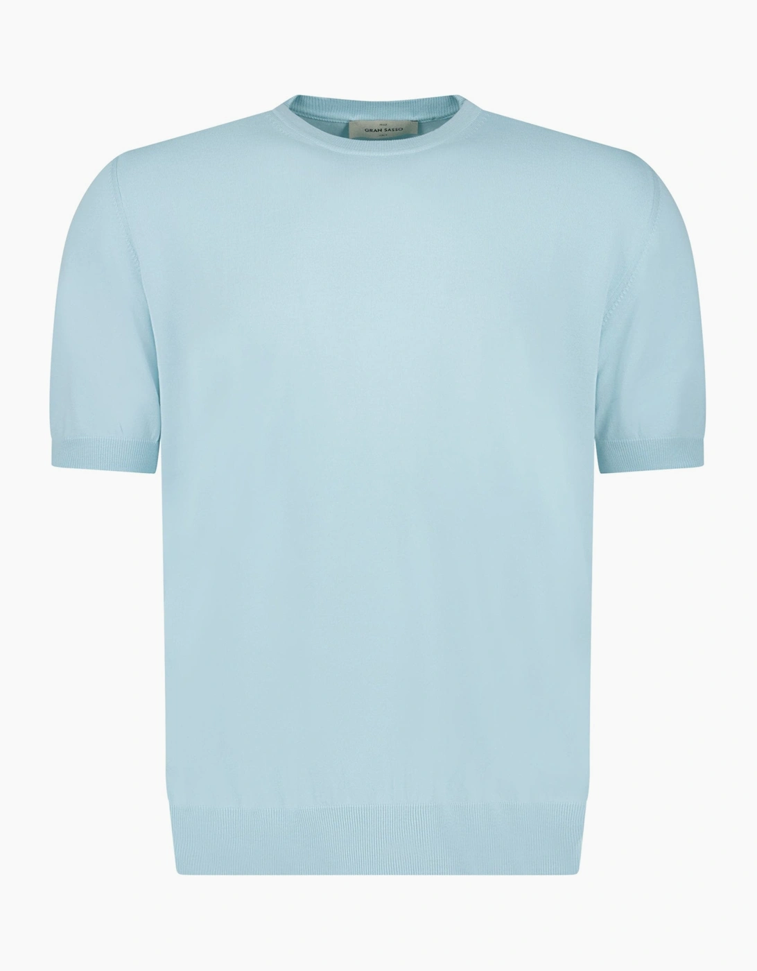 Gran Sasso Cotton Knit T-Shirt in Light Blue