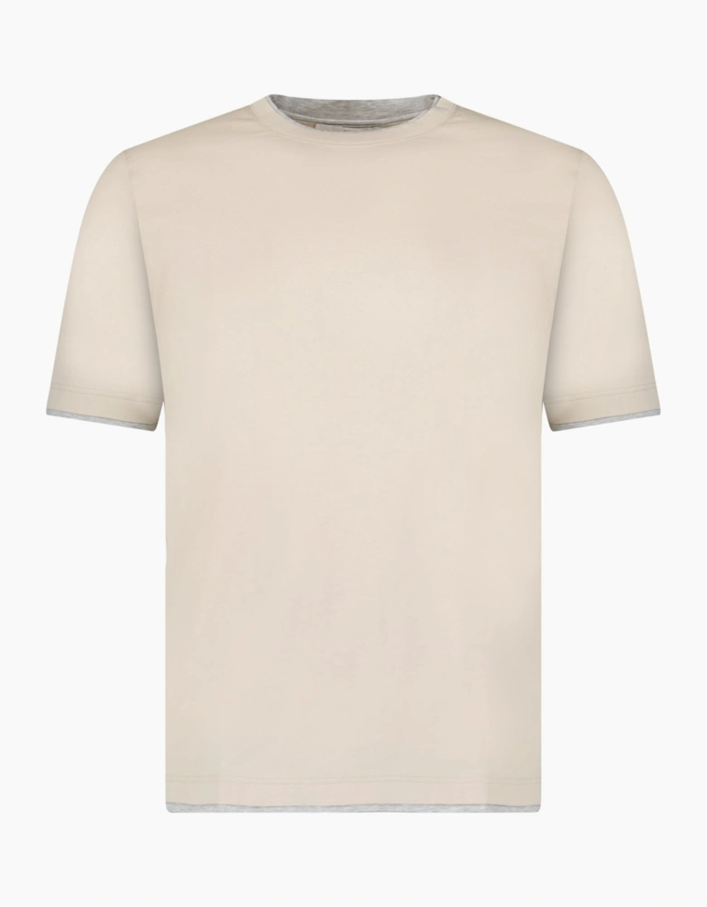 Gran Sasso Pure Cotton T-Shirt in Beige / Light Grey
