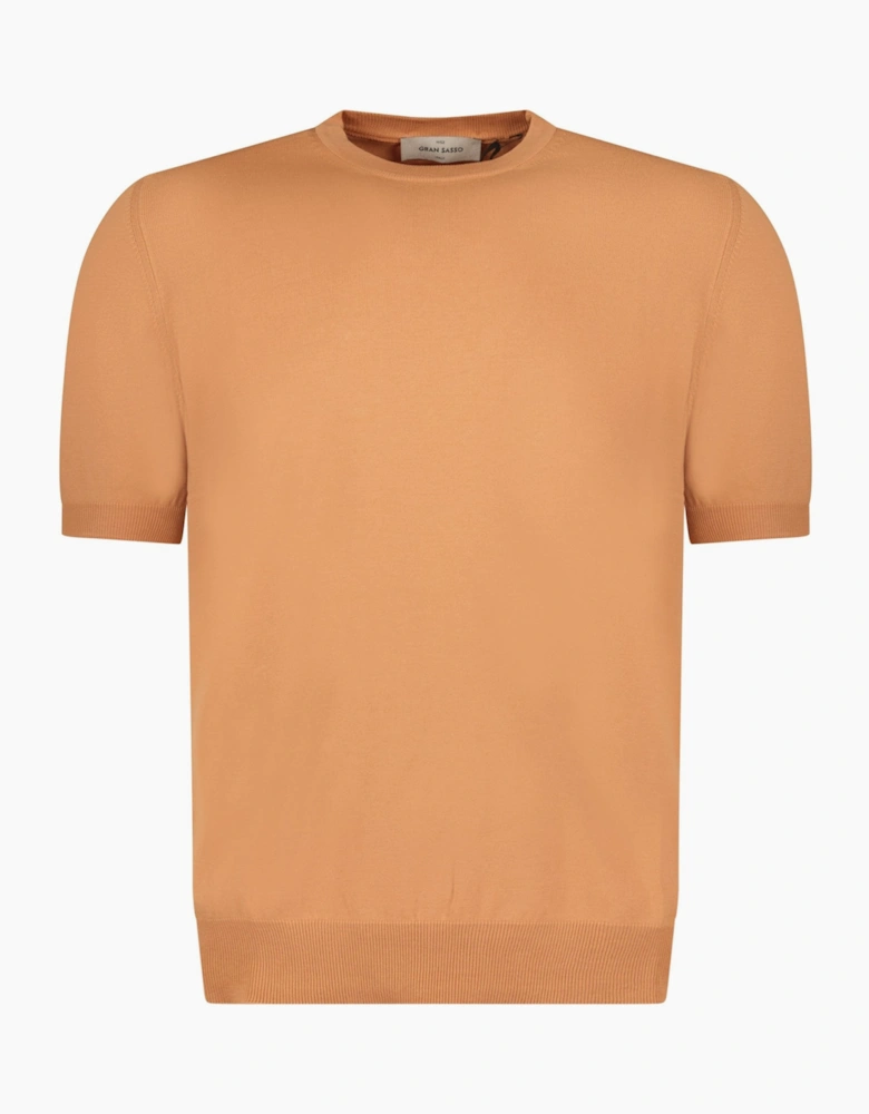 Gran Sasso Cotton Knit T-Shirt in Orange