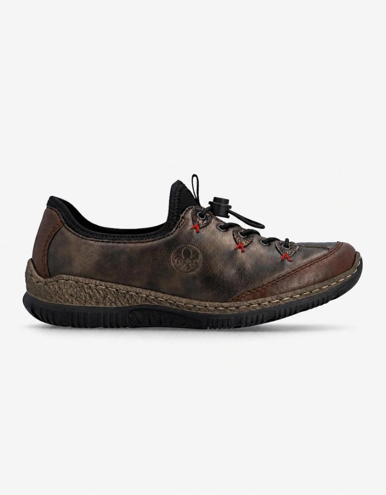 Rieker N3271 Womens Slip-On Trainers Chestnut/Antique/Black